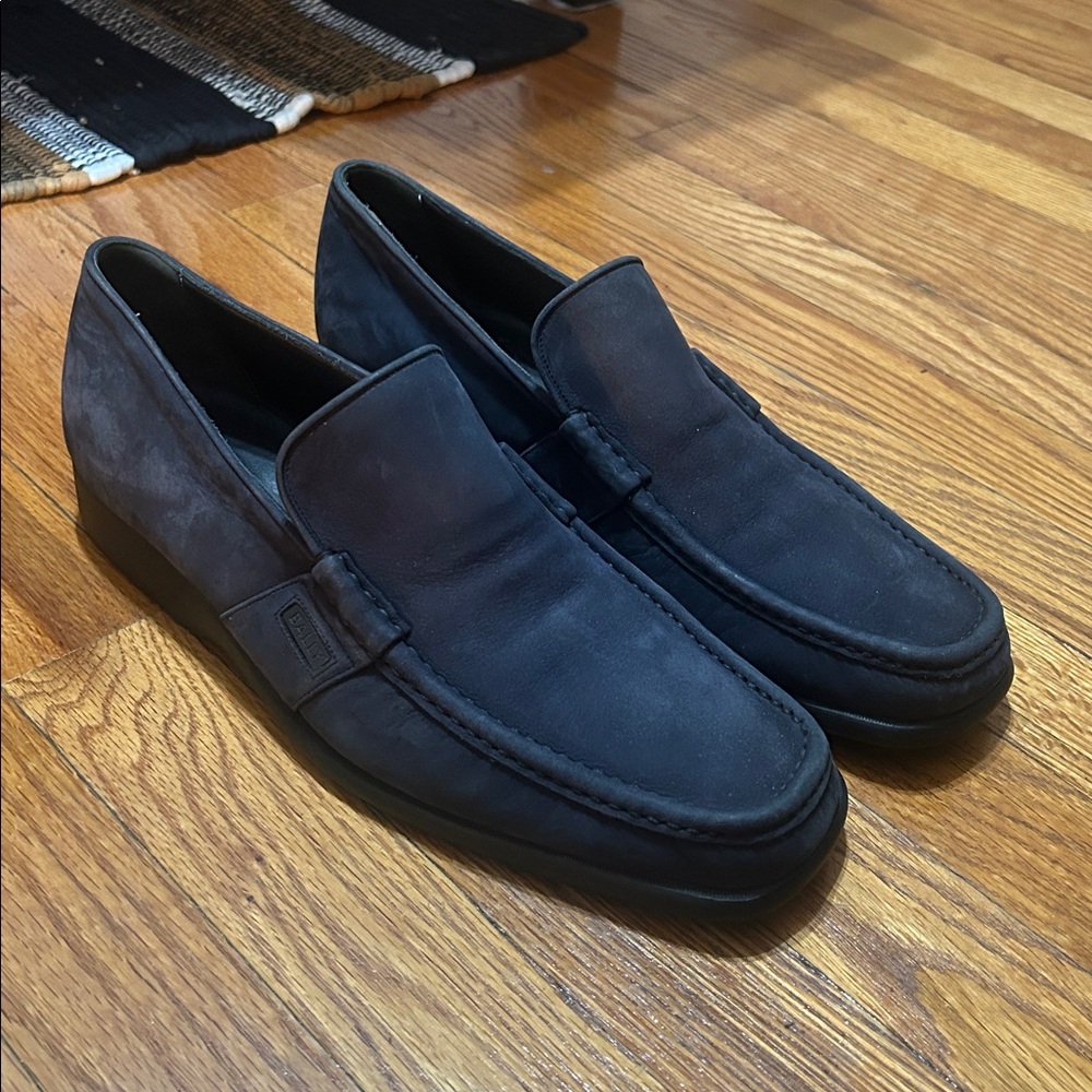 Bally Designer Men's Baby Soft Suede Dark Blue Loafers